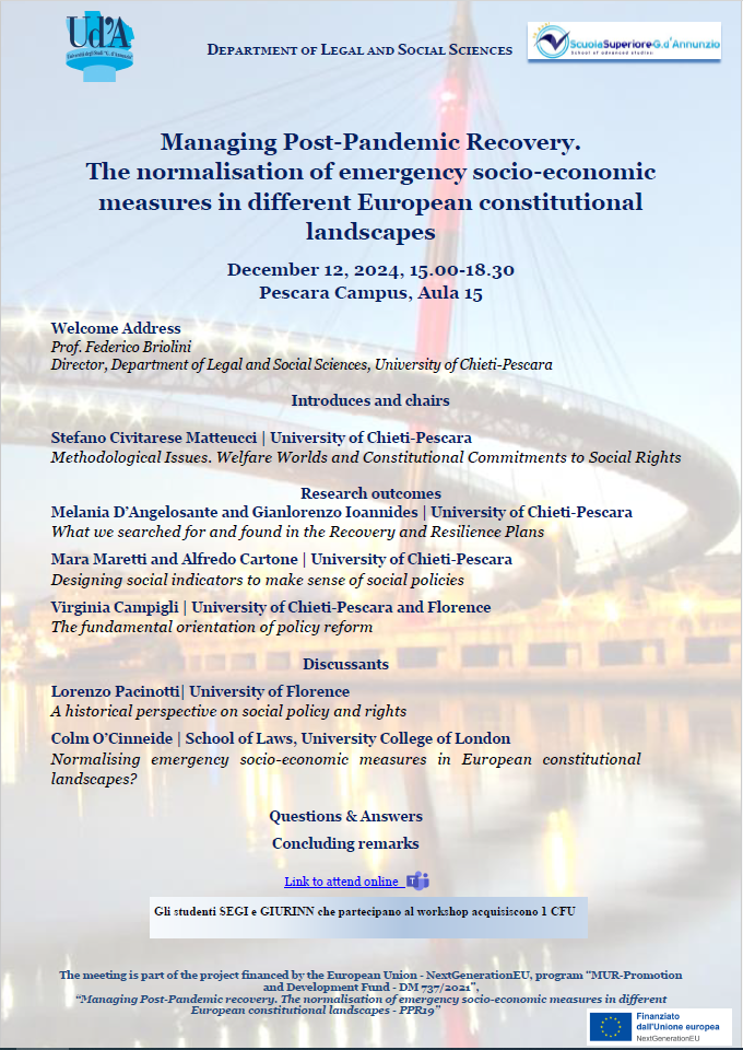 Locandina evento del 12 dicembre Pescara