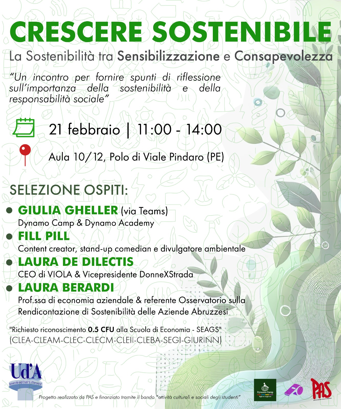Locandina sull'evento “Crescere sostenibile" La Sostenibilità tra Sensibilizzazione e Consapevolezza 