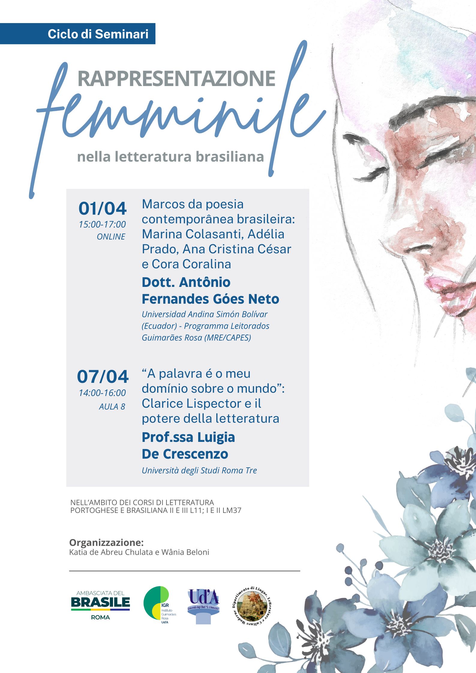 Locandina seminario "Rappresentazione femminile nella Letteratura brasiliana"