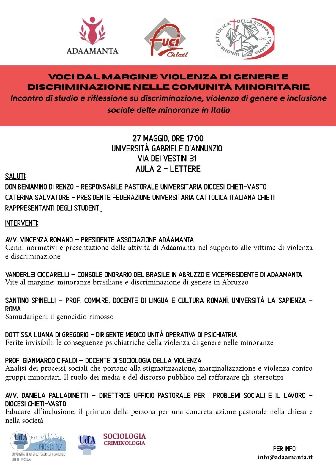 Locandina: Voci dal margine, violenza di genere