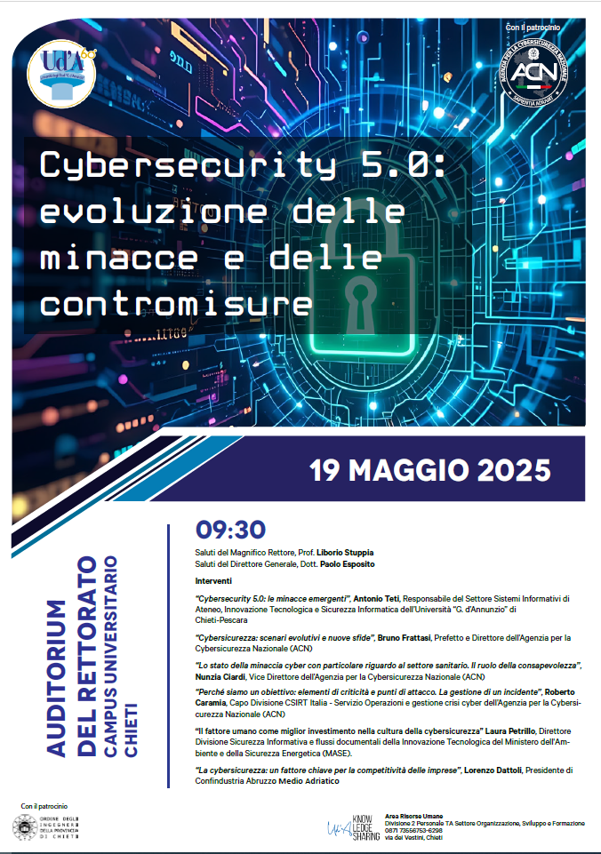 Locandina Cybersecurity 5.0: evoluzione delle minacce e delle contromisure
