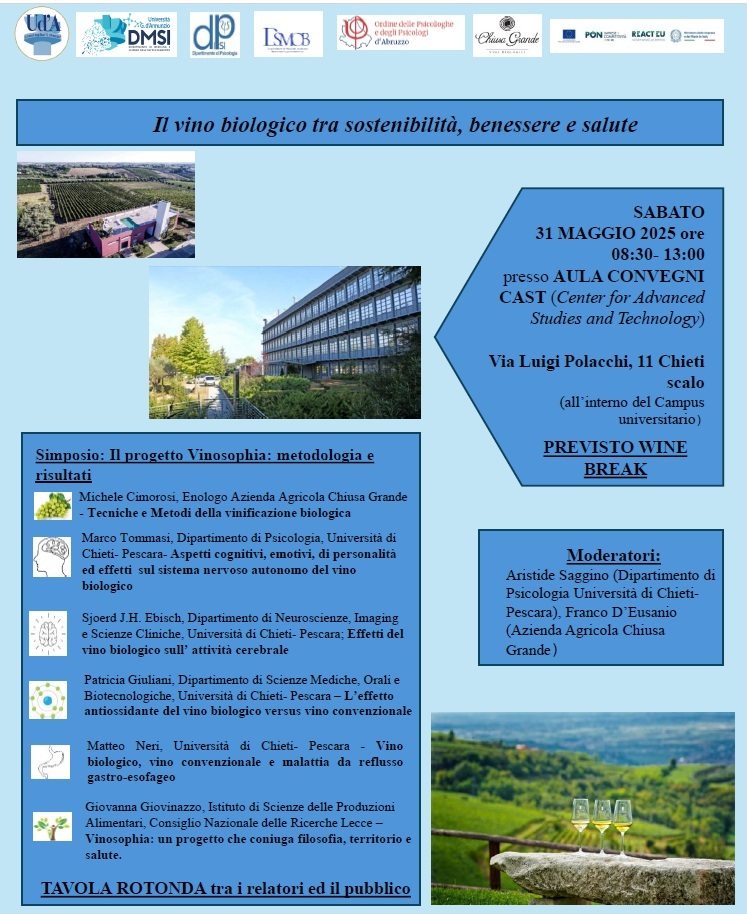 Locandina evento Il vino biologico tra sostenibilità, benessere e salute