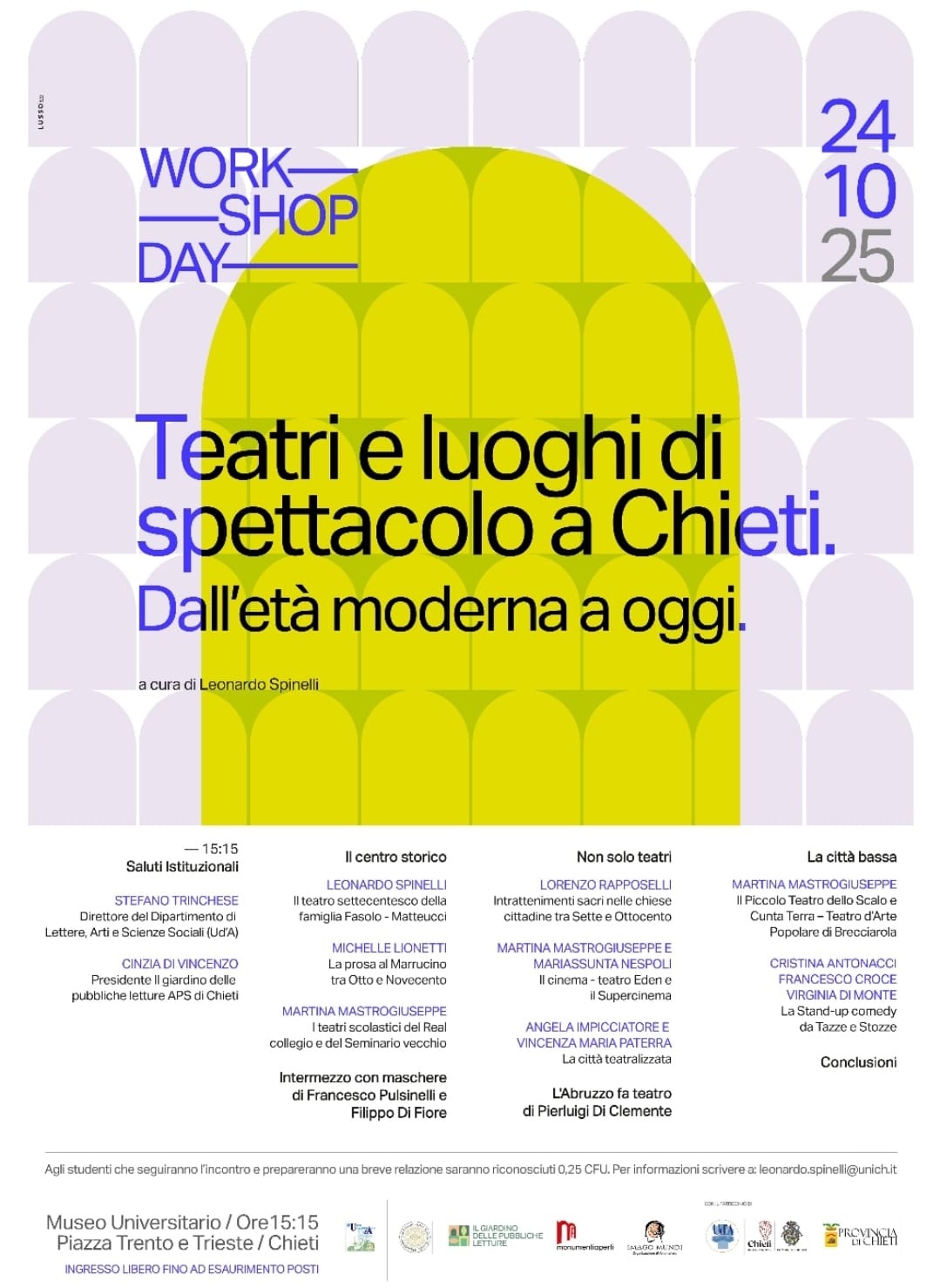 Locandina workshop Teatri e luoghi di spettacolo a Chieti