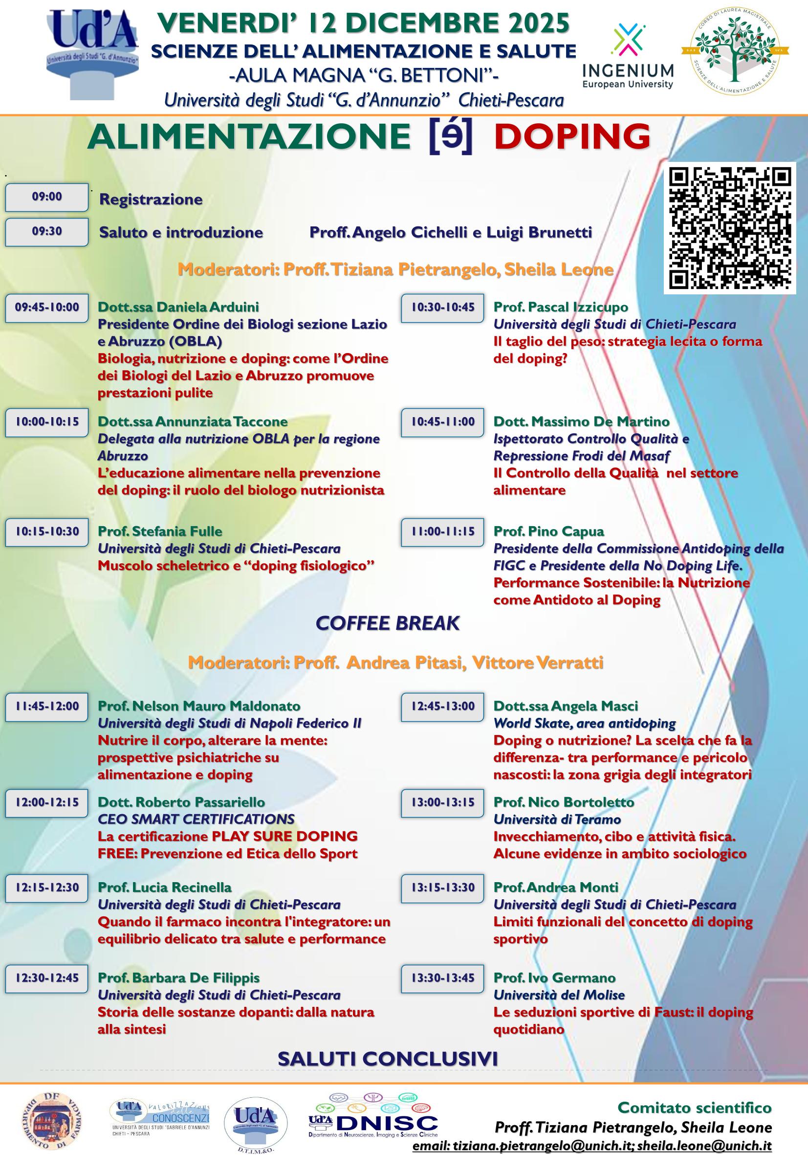 Locandina evento 12 dicembre 2025 Alimentazione e doping