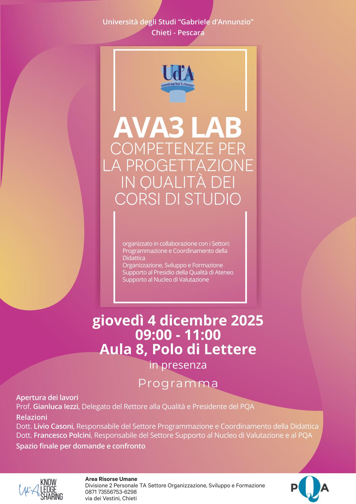 Corso di formazione AVA3-Locandina