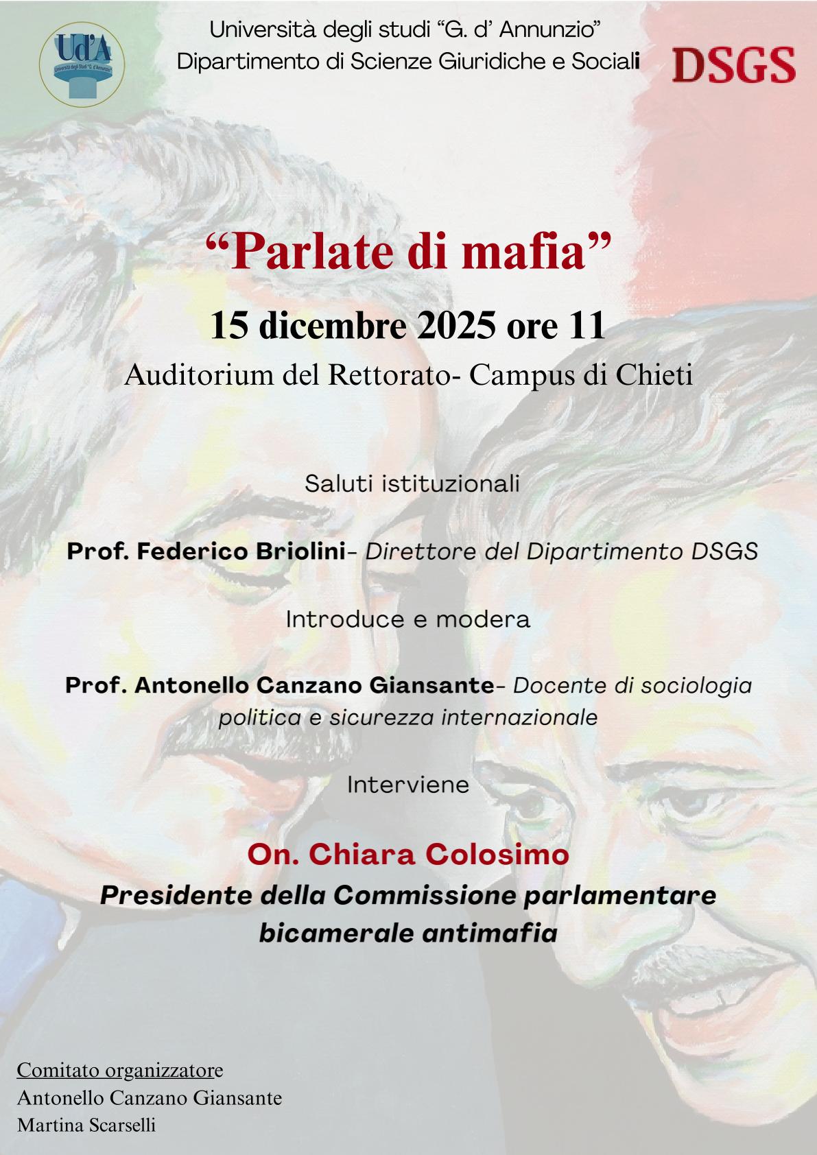 Locandina evento del 15 dicembre Auditorium del Rettorato