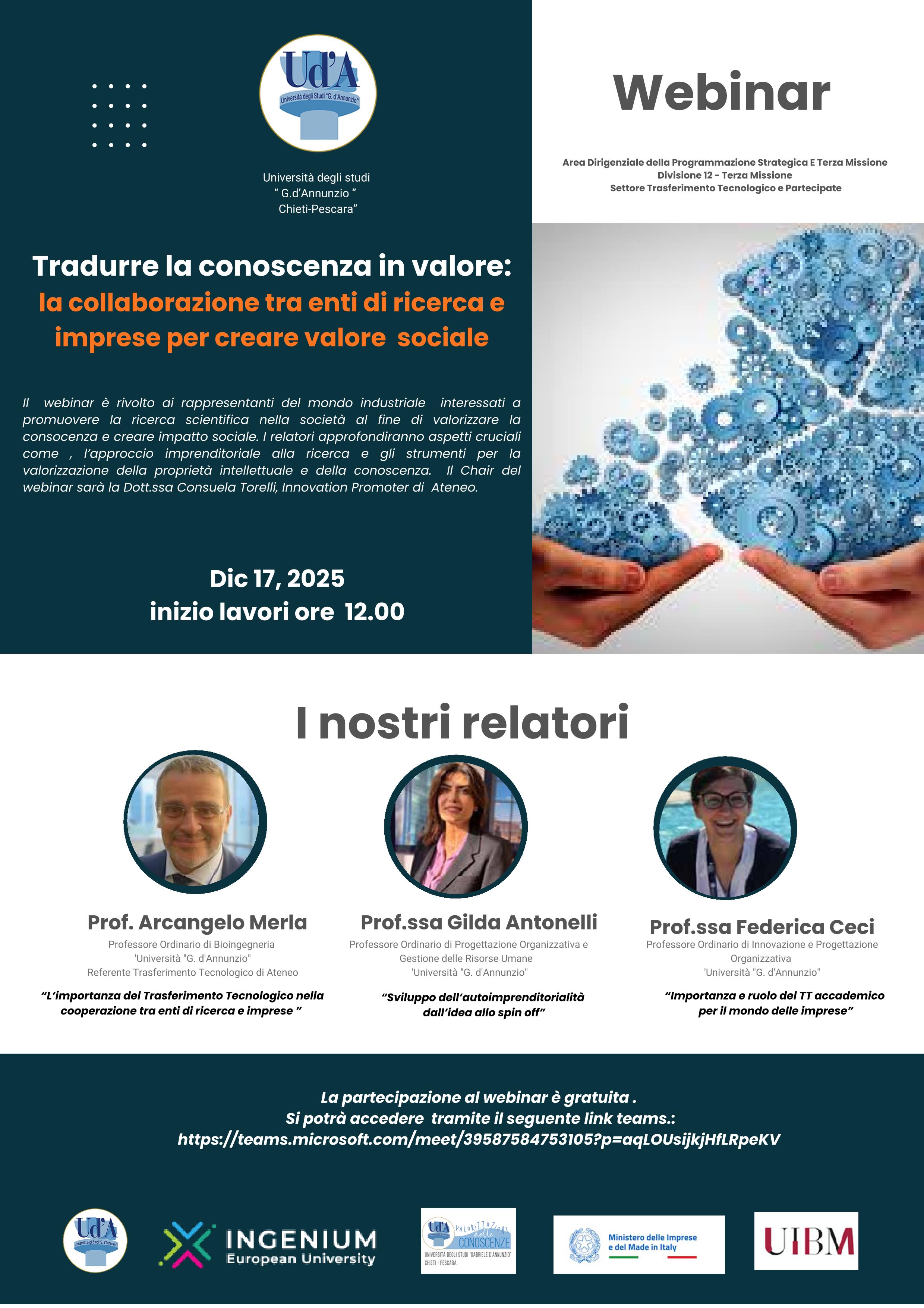 Webinar -tradurre la conoscenza in valore