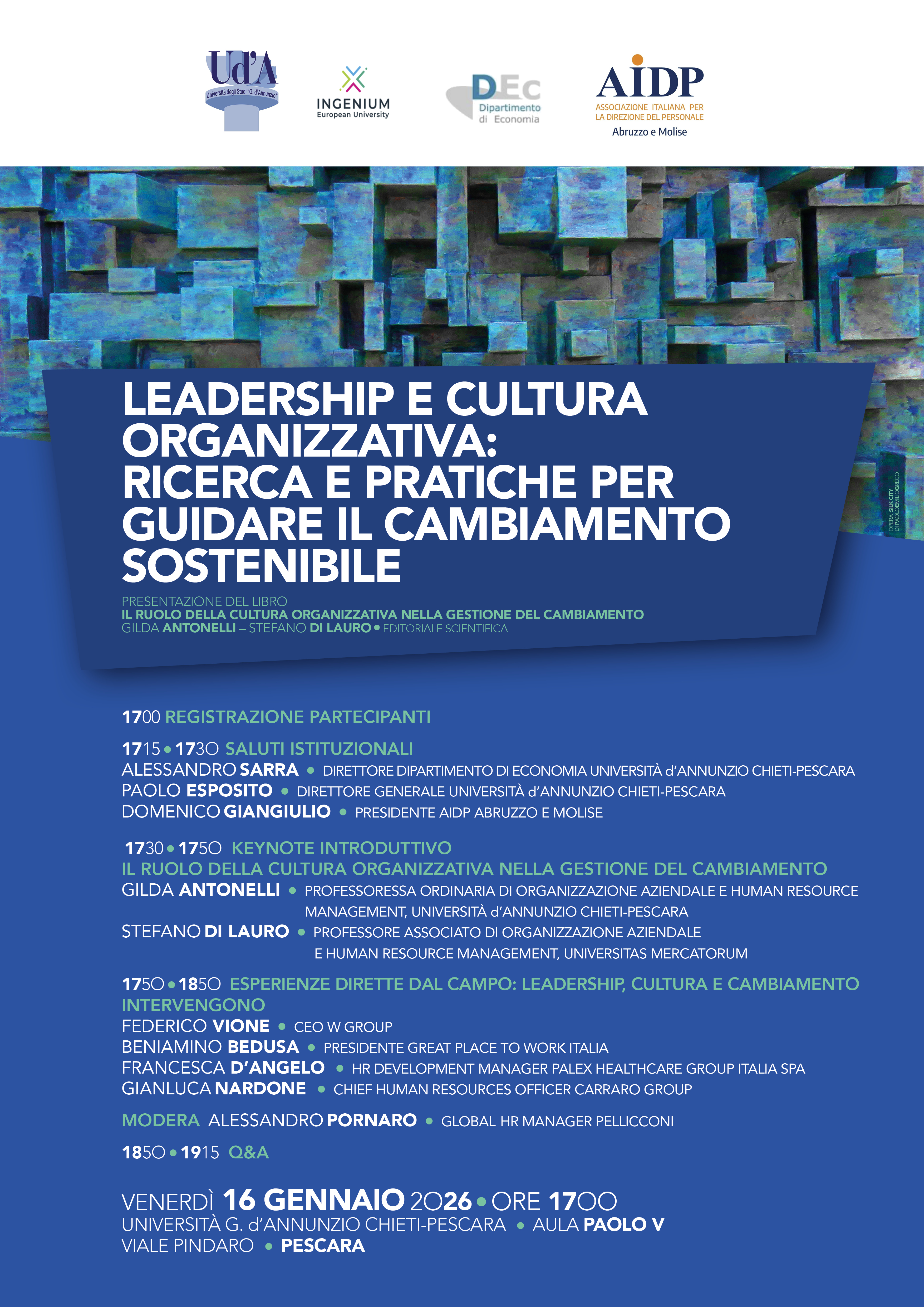 Locandina evento Campus di Pescara - 16 gennaio 2026