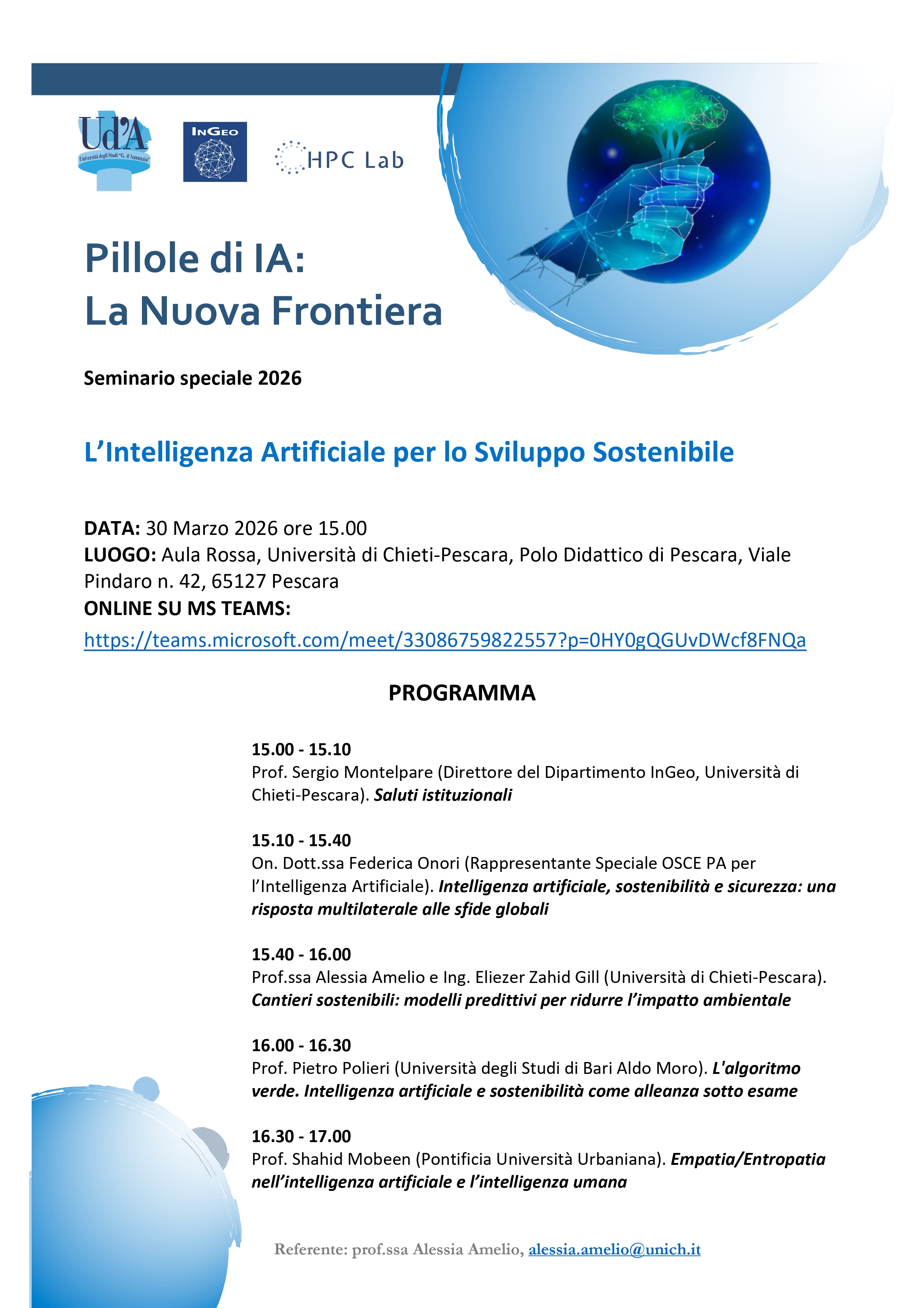 Flyer seminario IA campus Pescara