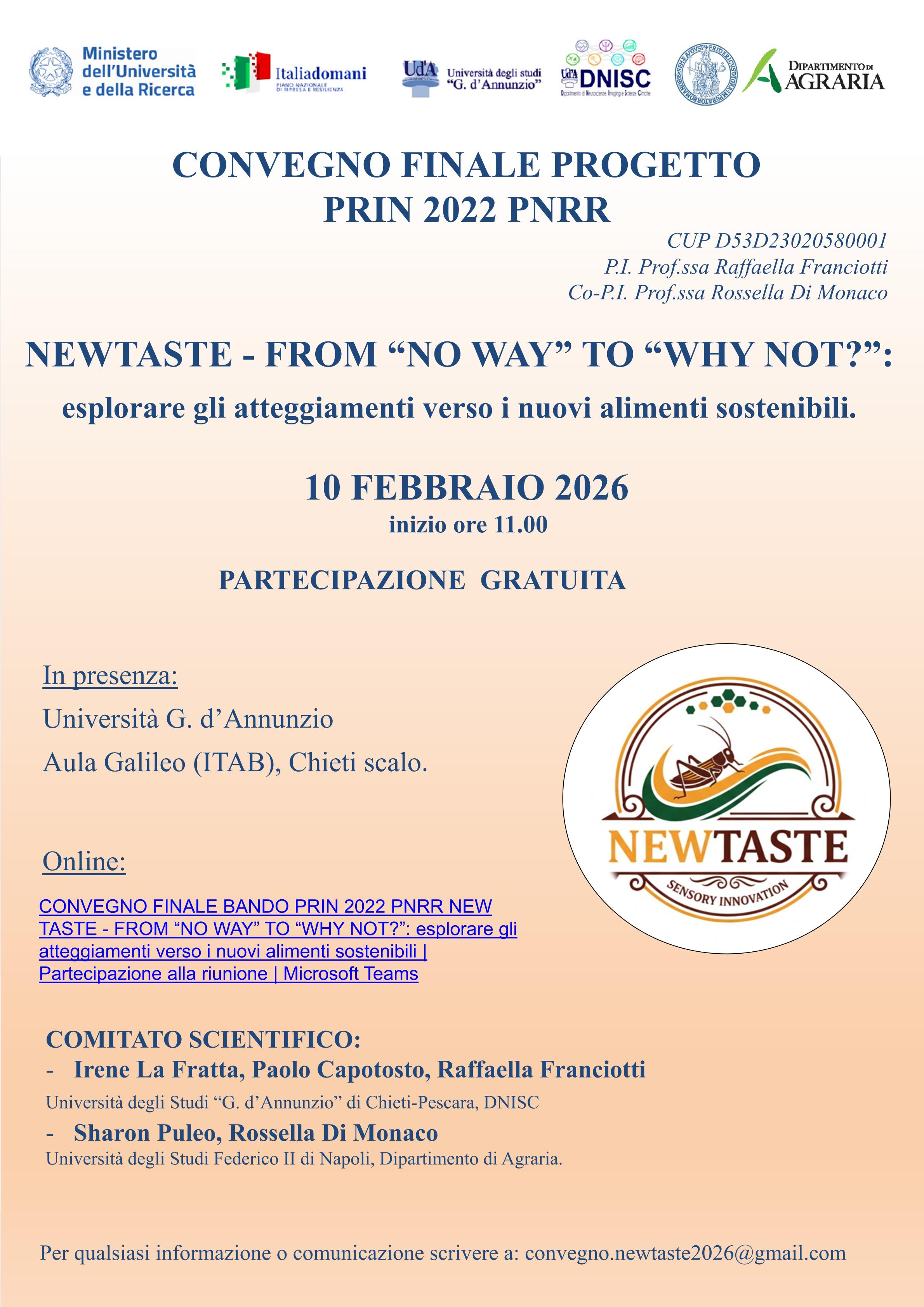 Locandina Convegno NEWTASTE