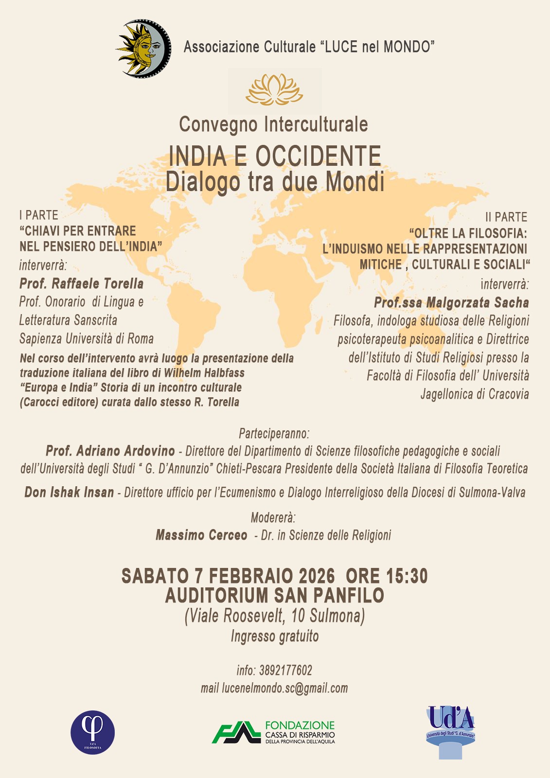Locandina convegno India e Occidente: dialogo tra due mondi