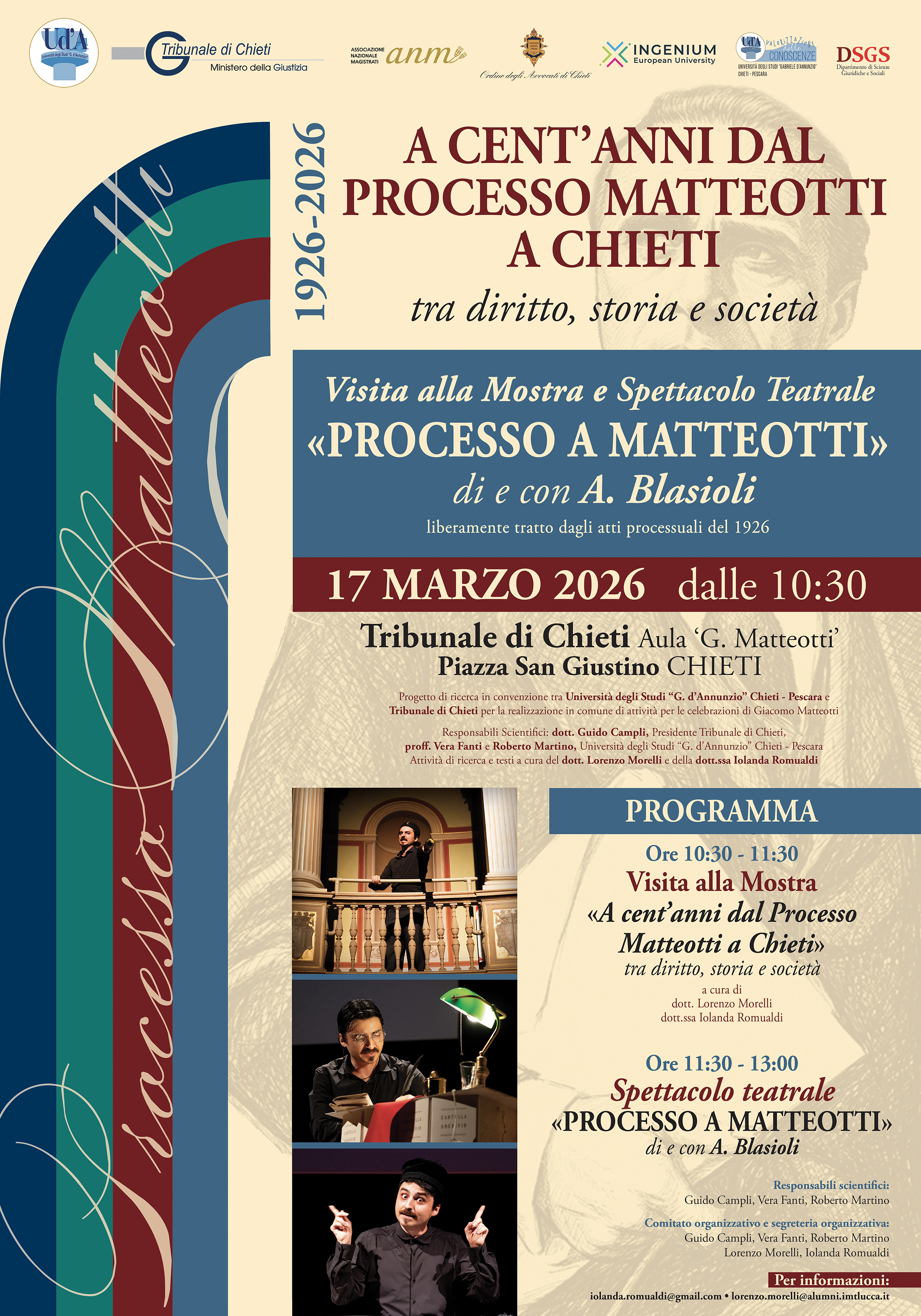 17 marzo 2026 Evento Matteotti Tribunale Chieti