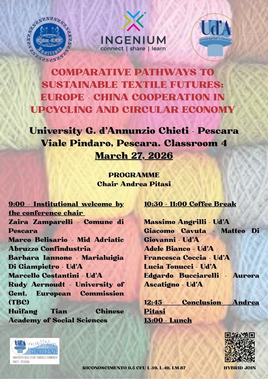 Locandina evento sulla sostenibilità del settore tessile