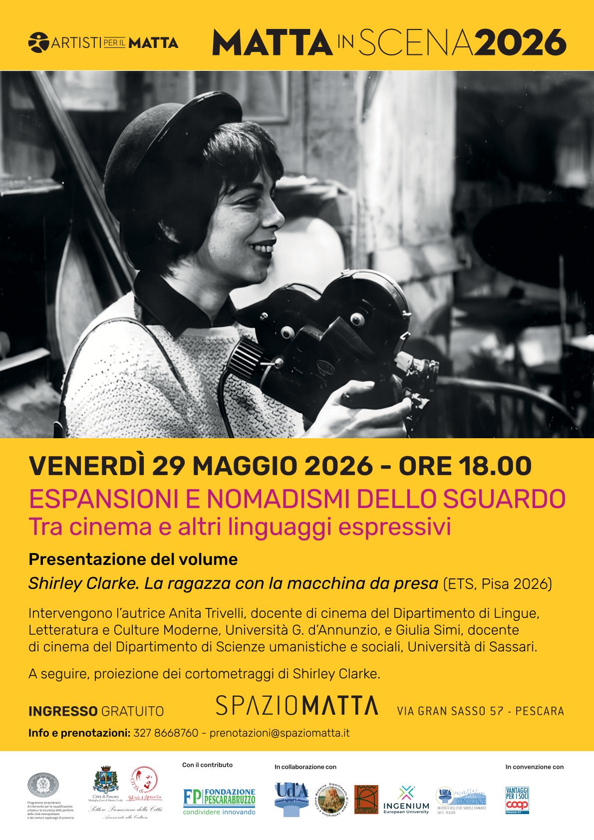 Locandina Shirley Clarke in scena al MATTA