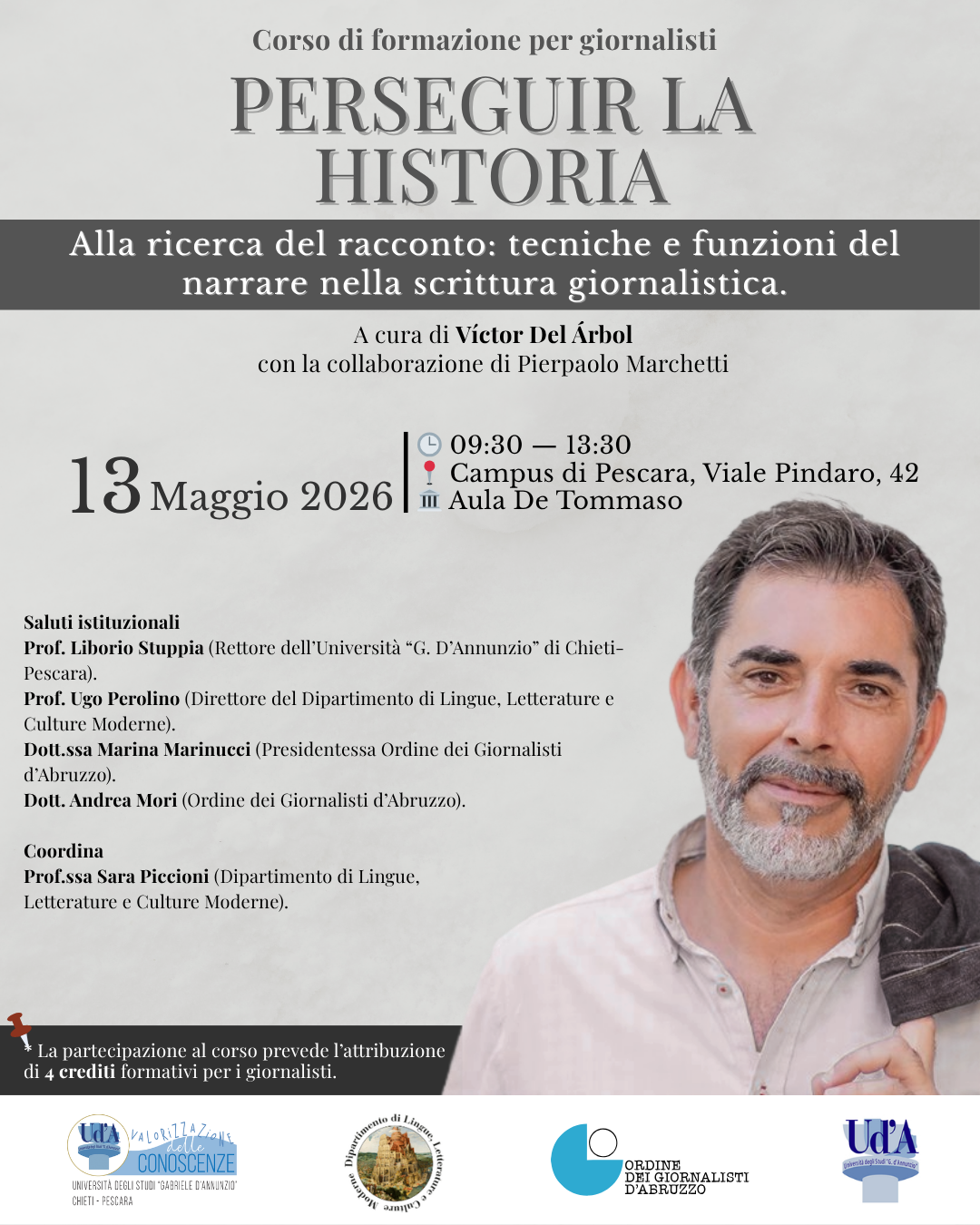 Locandina - Perseguir la historia - Pescara - 13 maggio 2026