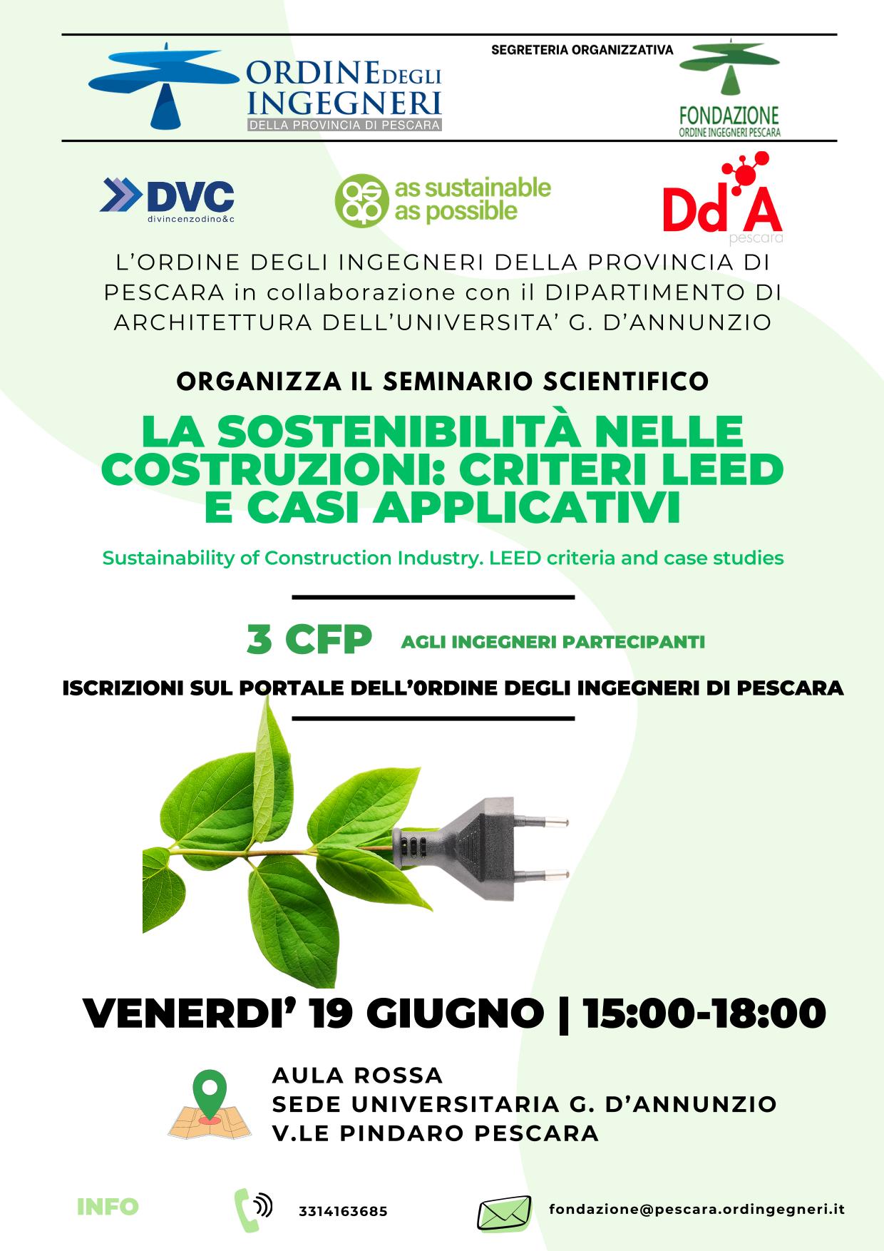 Locandina Applicazione del protocollo LEED - Seminario del 19.06.2026