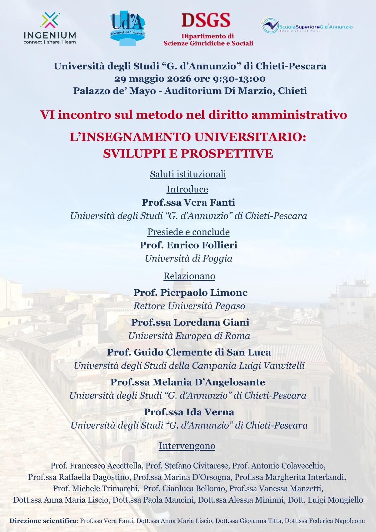 Locandina evento diritto universitario - Palazzo de' Mayo