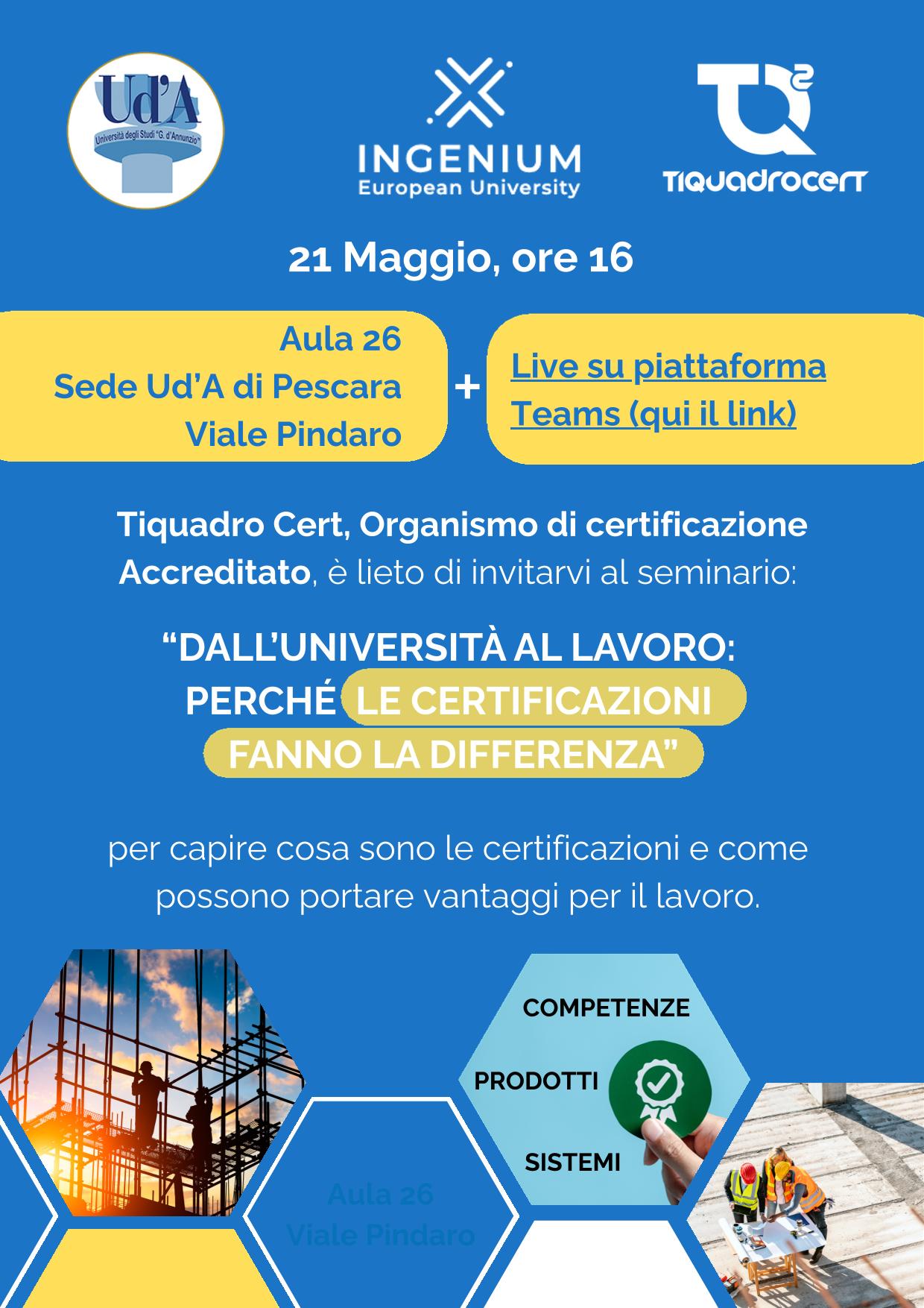 Locandina Seminario Ud'A Certificazioni