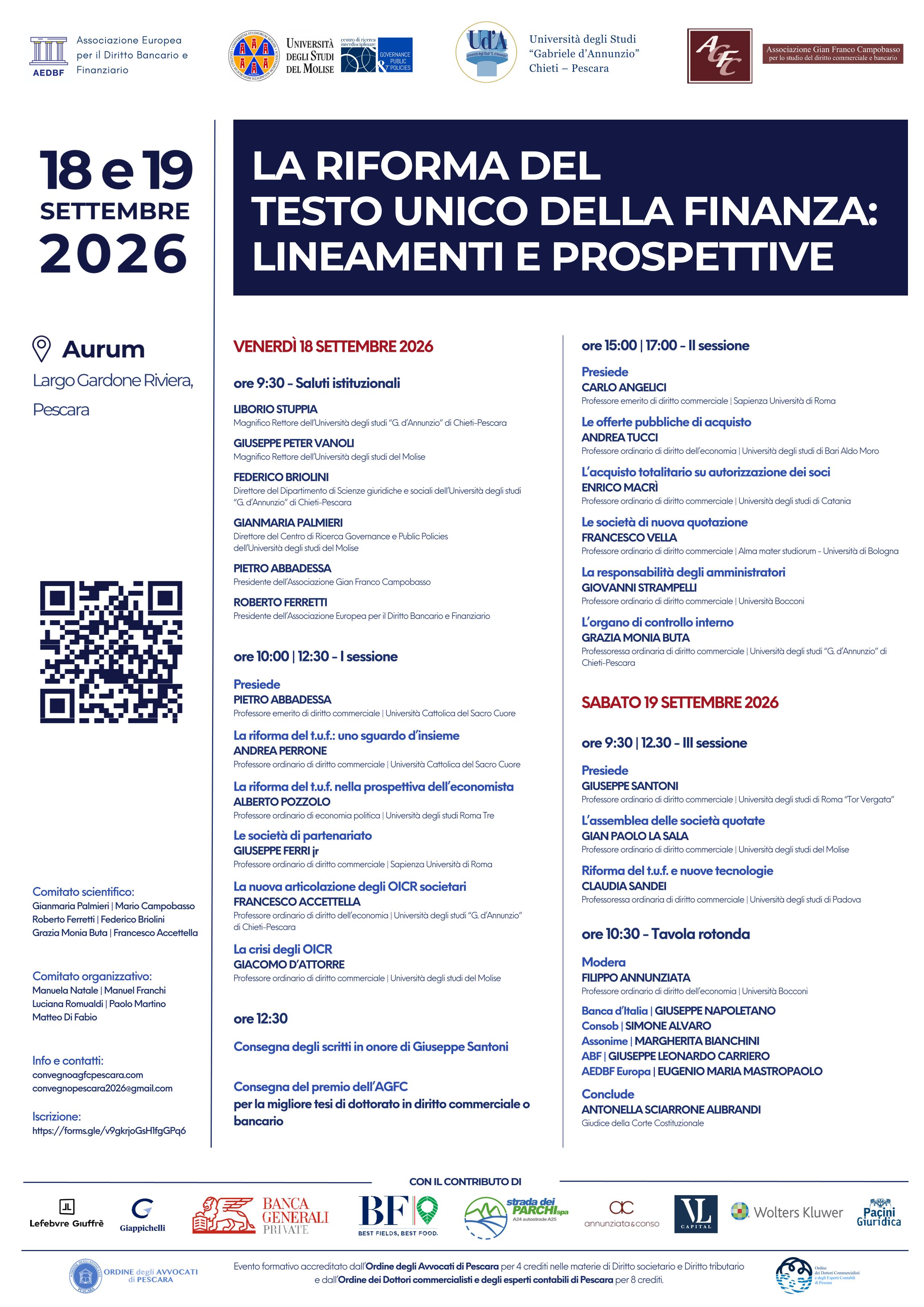 Locandina Convegno Pescara 18 e 19 sett 2026