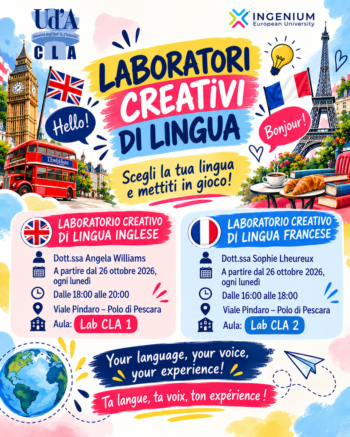 Locandina Laboratori creativi in lingua