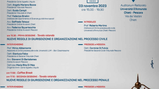 Convegno: “Efficienza del processo ed effettività della tutela: tra Riforma Cartabia e nuovi modelli organizzativi”