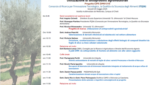 Locandina Giornata disseminazione progetto di ricerca ITQSA sulla valorizzazione degli Scarti Agroindustriali