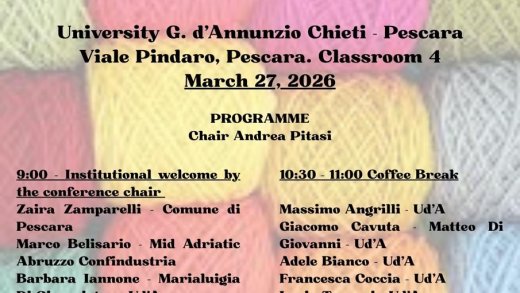 Locandina evento sulla sostenibilità del settore tessile