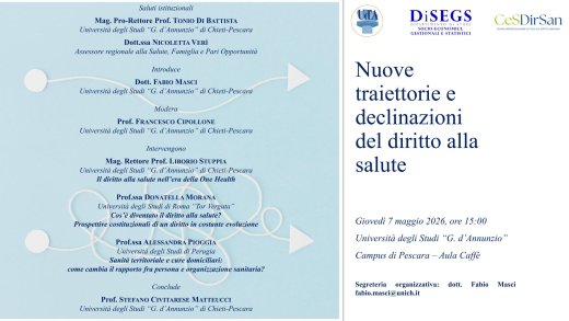 Nuove traiettorie e declinazioni del diritto alla salute - Pescara